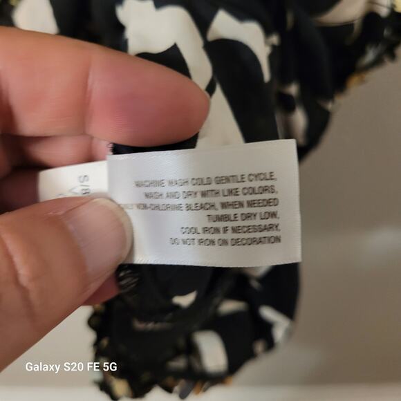 Vintage Old Navy Sequin Floral Dress Womens 22 Black White Knee‎ Length Sheer - Picture 7 of 8